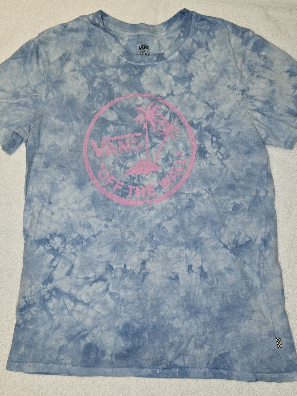 Vans Teen Blue Tie-Dye Logo Tee - Pink Graphic Sz S